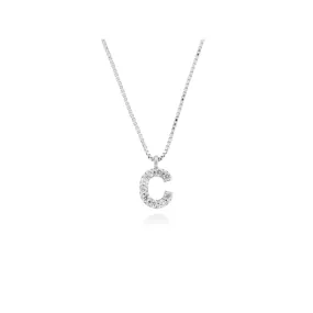 Cozzari Girocollo con Iniziale C in oro bianco e diamanti