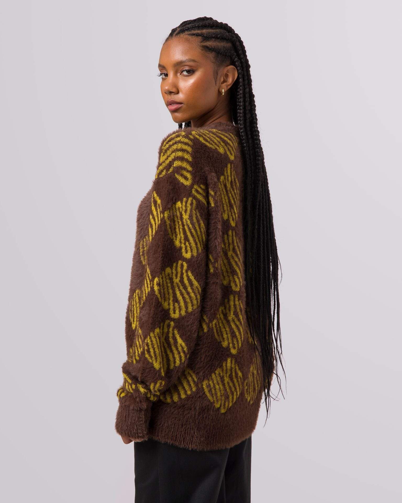 F IT L/S OVERSIZED SWEATER - CHOCOLATE BROWN