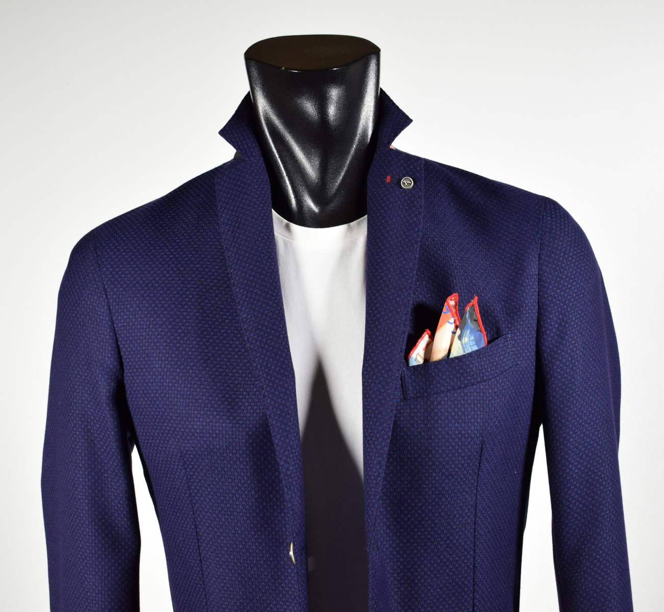 Giacca slim fit blu sfoderata falko rosso misto viscosa