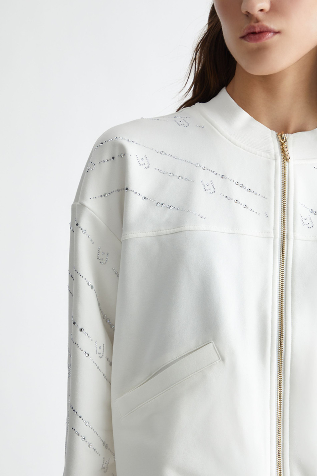 LIU JO FELPA CON ZIP BIANCA CON STRASS 4169