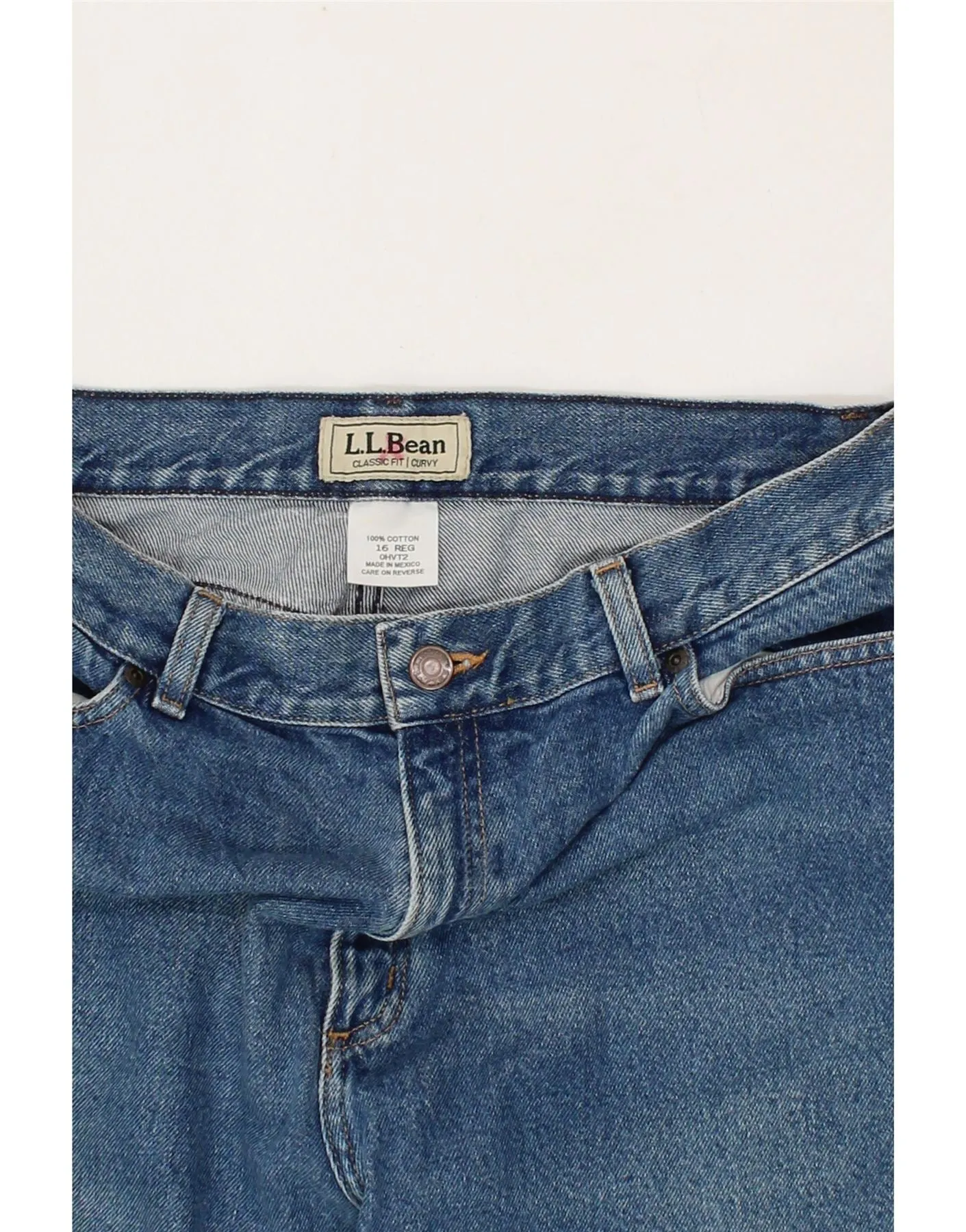 L.L.BEAN Womens Classic Fit Curvy Tapered Jeans US 16 2XL W34 L29 Blue