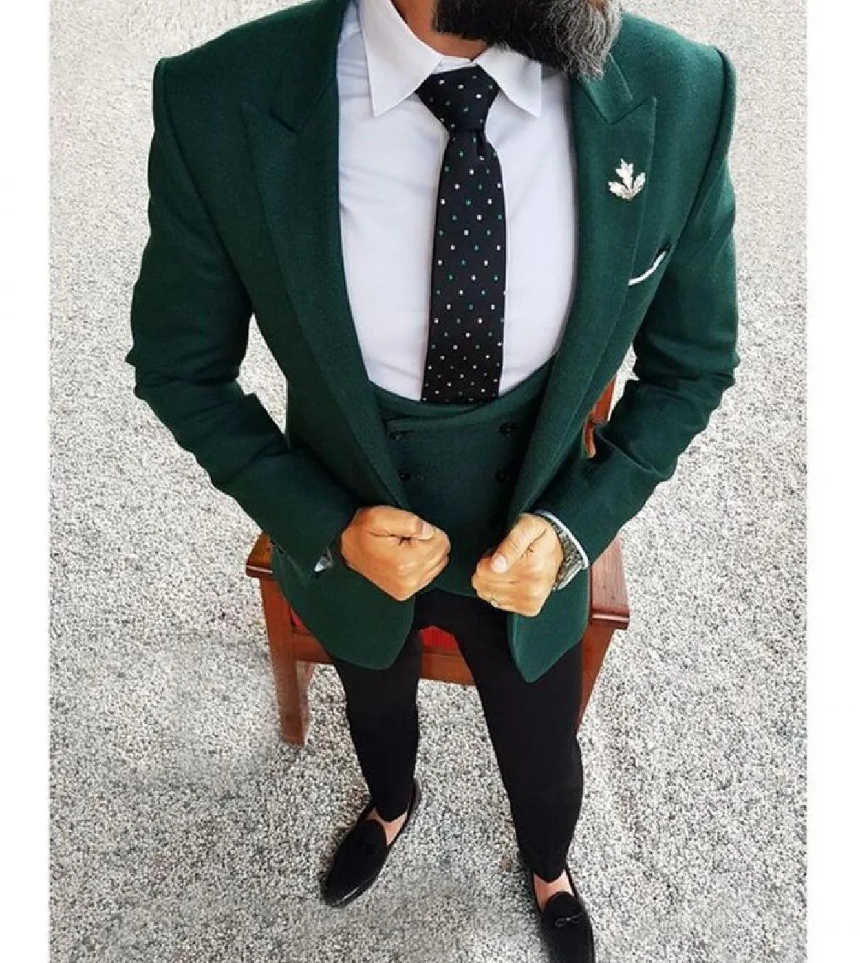 Men Wedding Suits 2022 Elegant 3 Pieces Wedding Dress Wool Dark Green Smoking Tuxedo Jacket Terno Slim Groom Suits For M