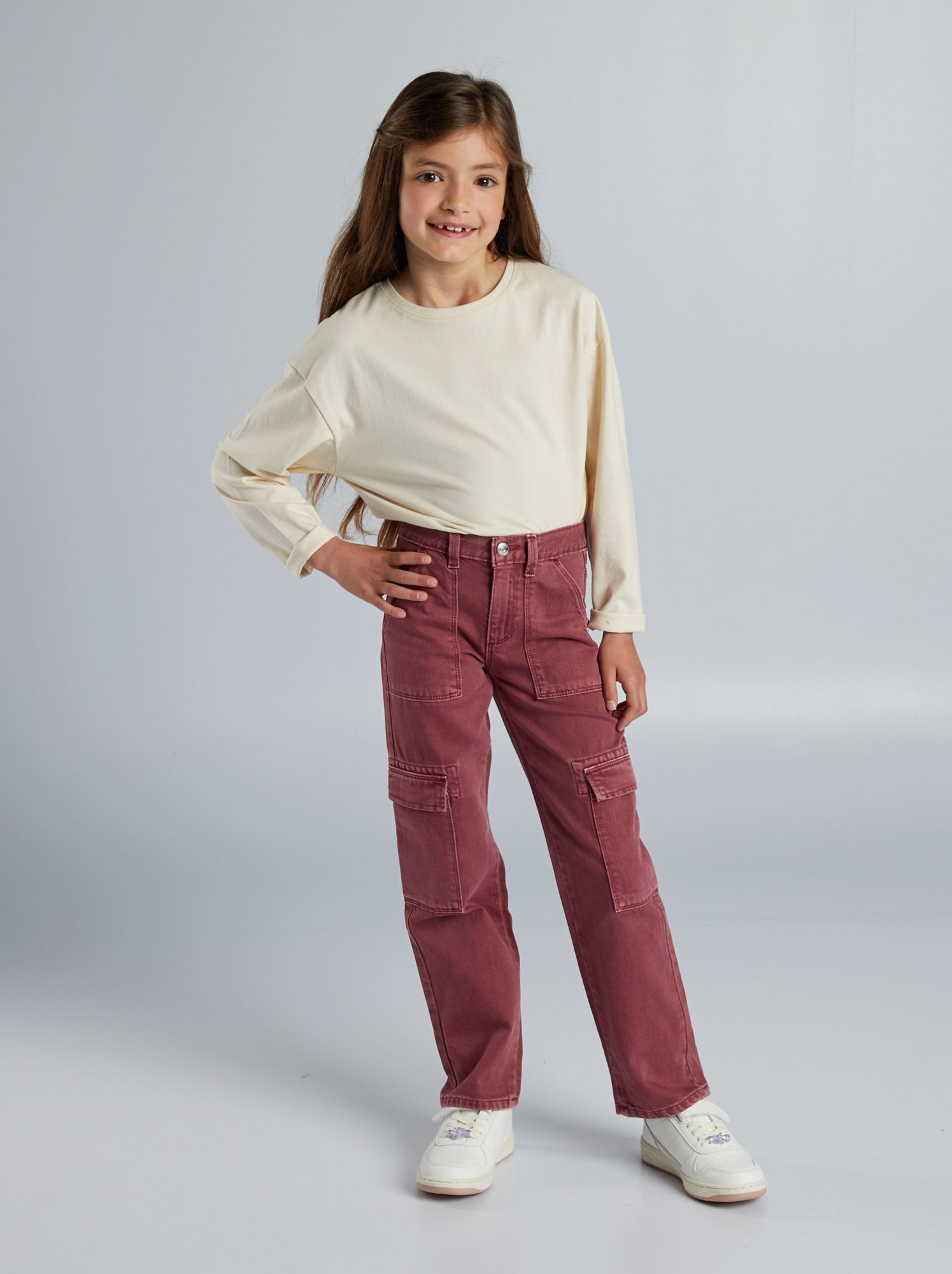 Pantaloni in twill con tasche con patta - ROSA