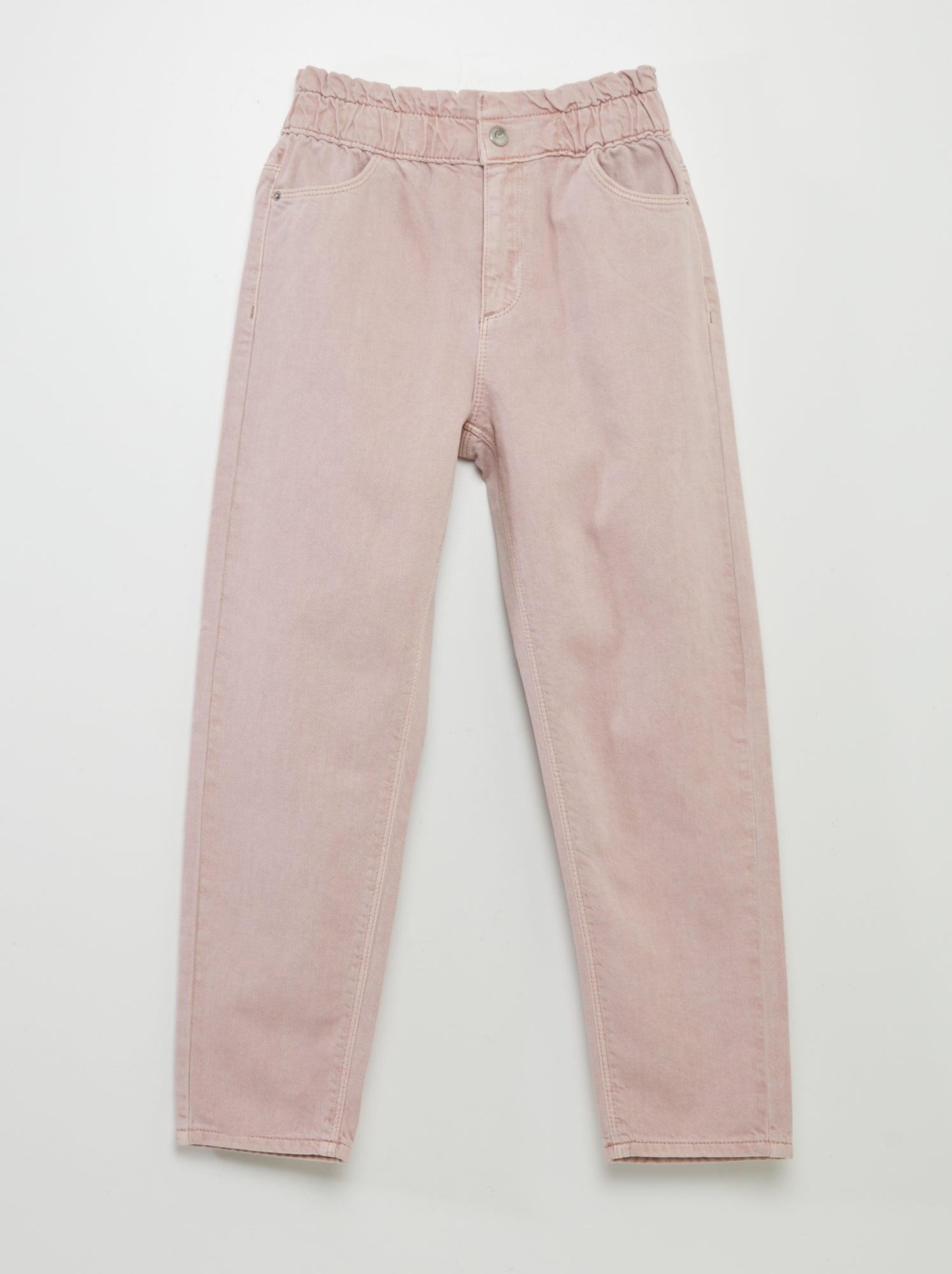 Pantaloni in twill con volant in vita - VIOLA