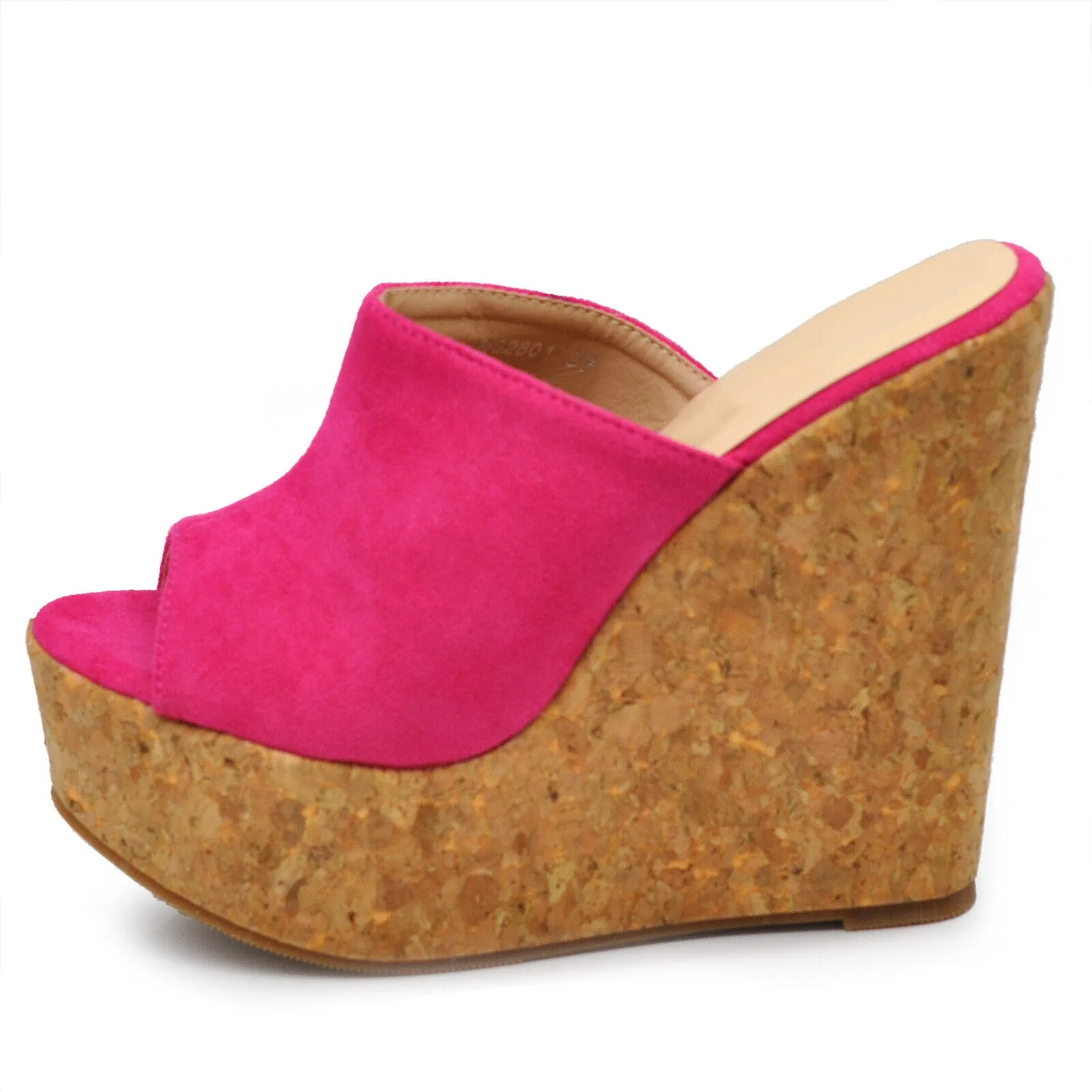 Scarpe Sandali Ciabatte Zoccoli Da Donna Con Zeppa Alta Simil Sughero 2801