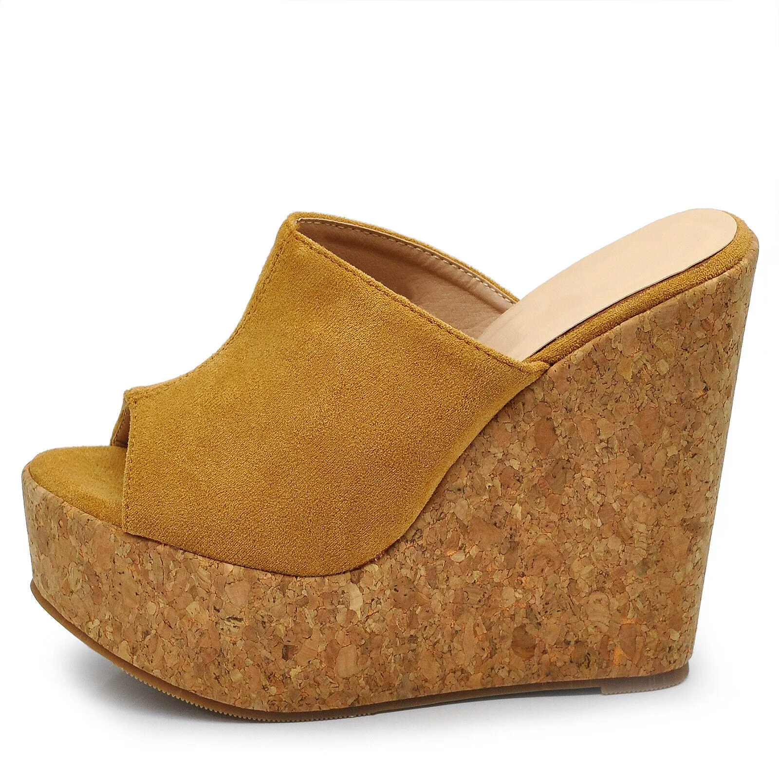 Scarpe Sandali Ciabatte Zoccoli Da Donna Con Zeppa Alta Simil Sughero 2801