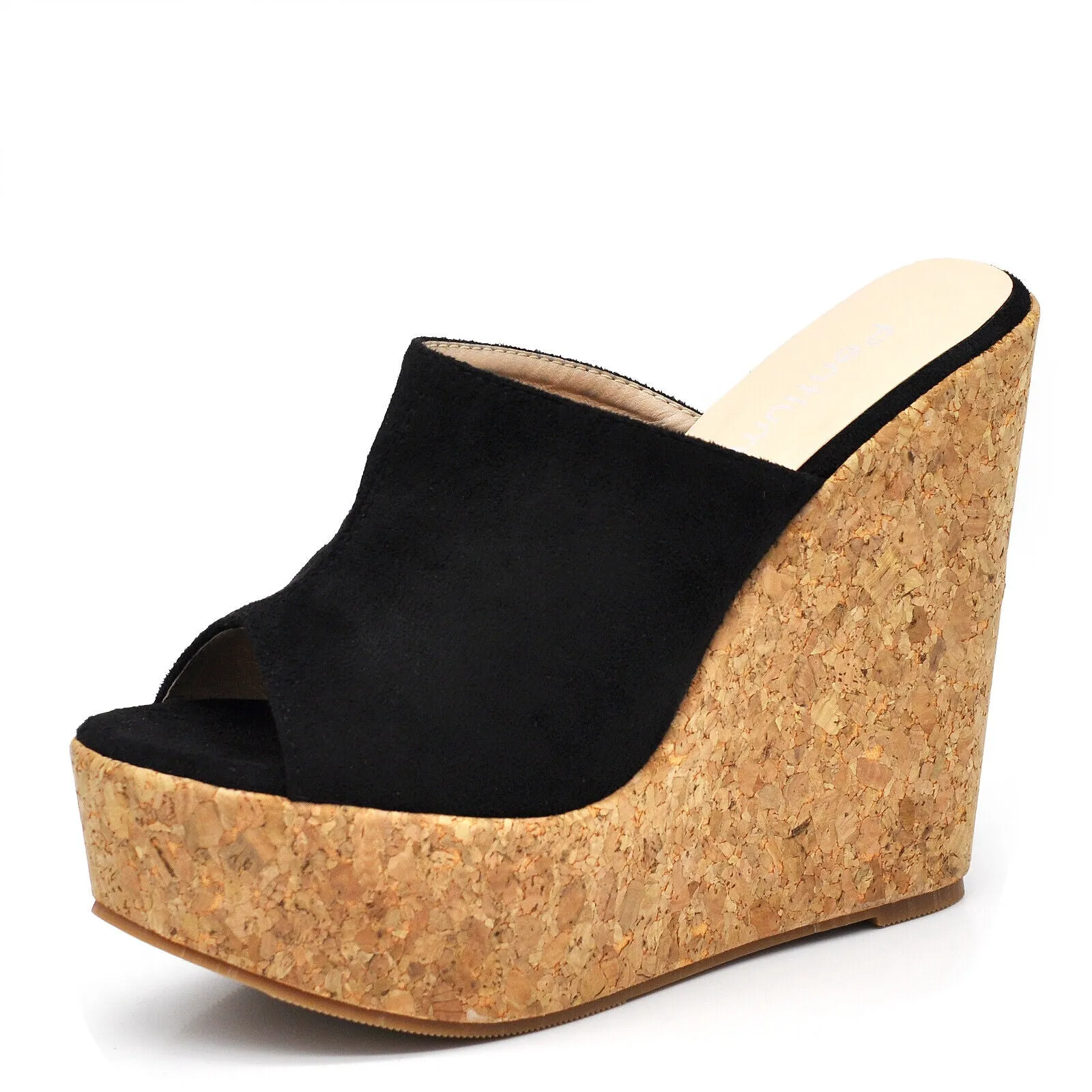 Scarpe Sandali Ciabatte Zoccoli Da Donna Con Zeppa Alta Simil Sughero 2801