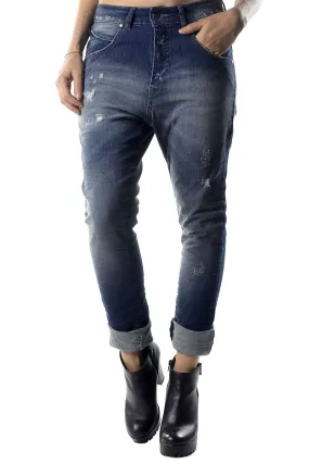 Sexy Woman jeans blu froissè   