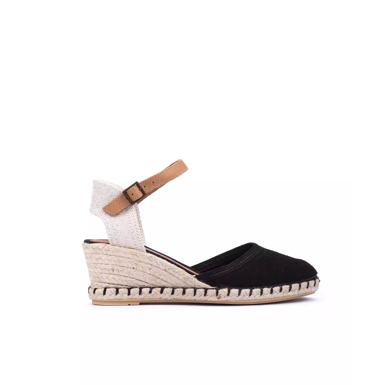 Verbenas espadrillas con zeppa in suede nero